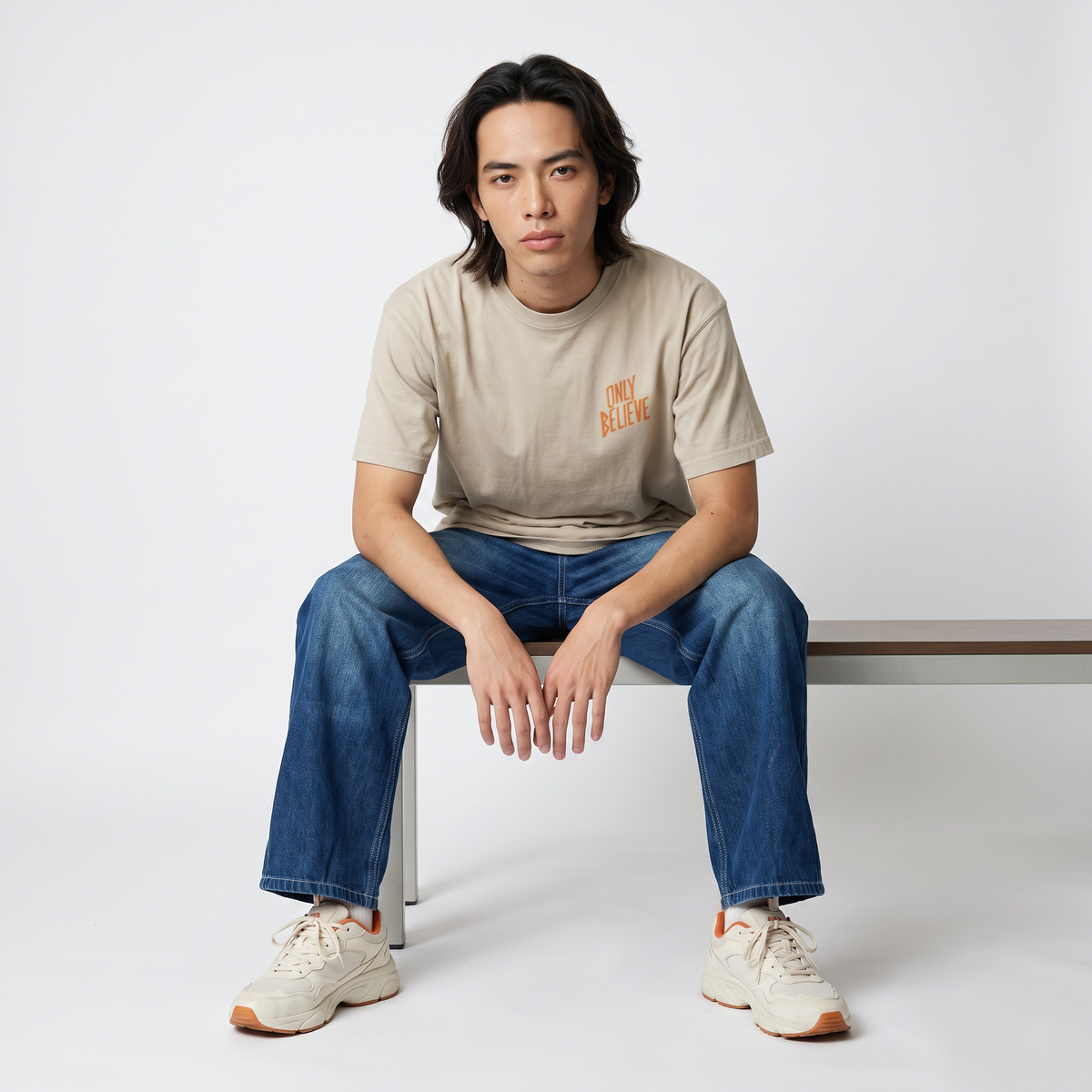 Only Believe Cropped Tee - Sand