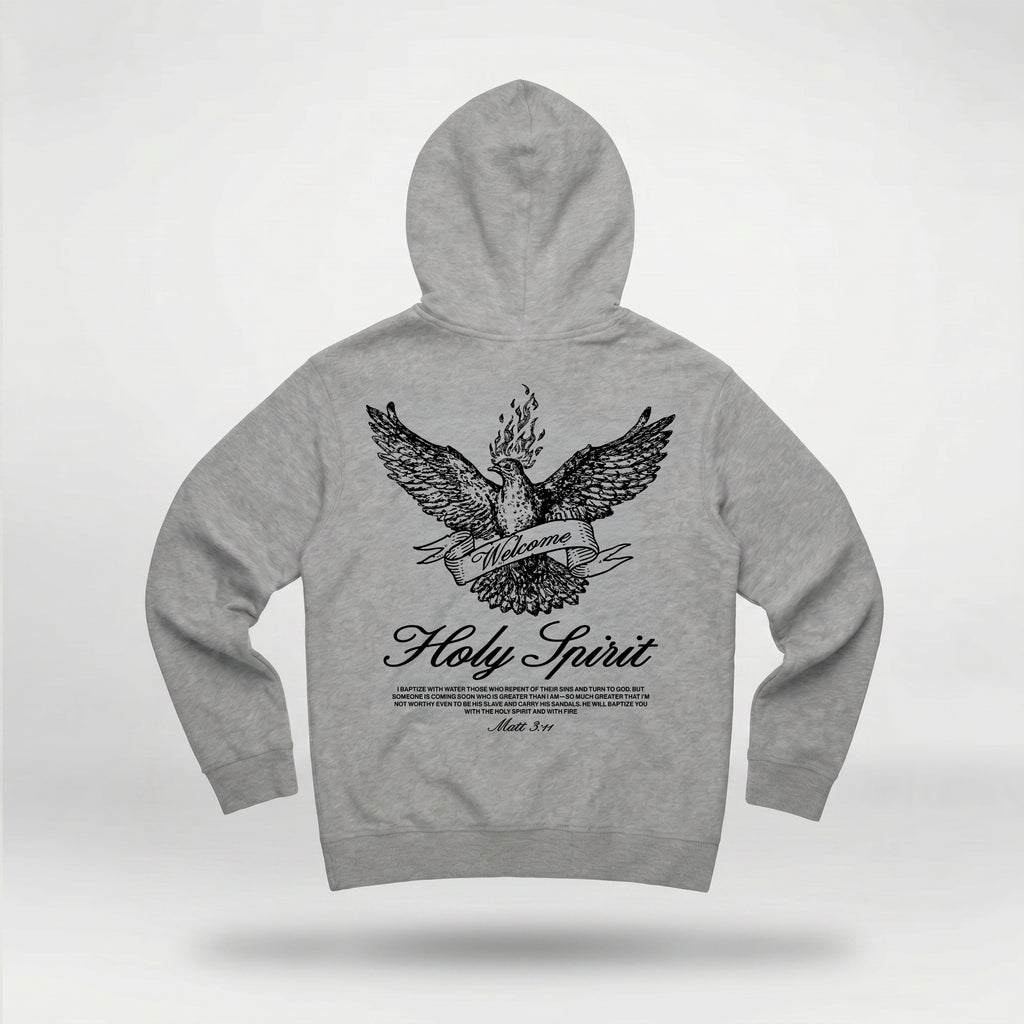 Welcome Holy Spirit Banner Hoodie - Heather Grey