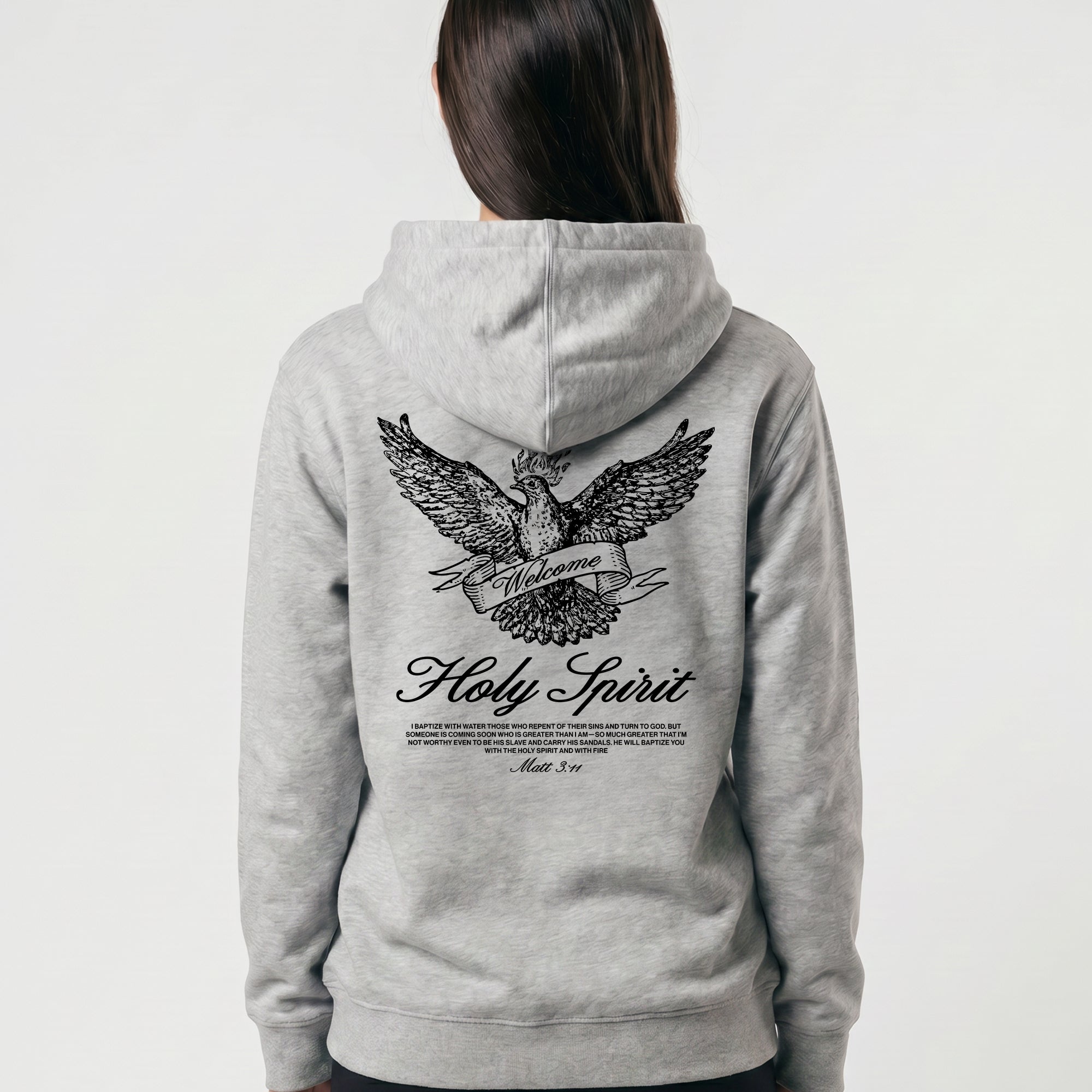 Welcome Holy Spirit Banner Hoodie - Heather Grey