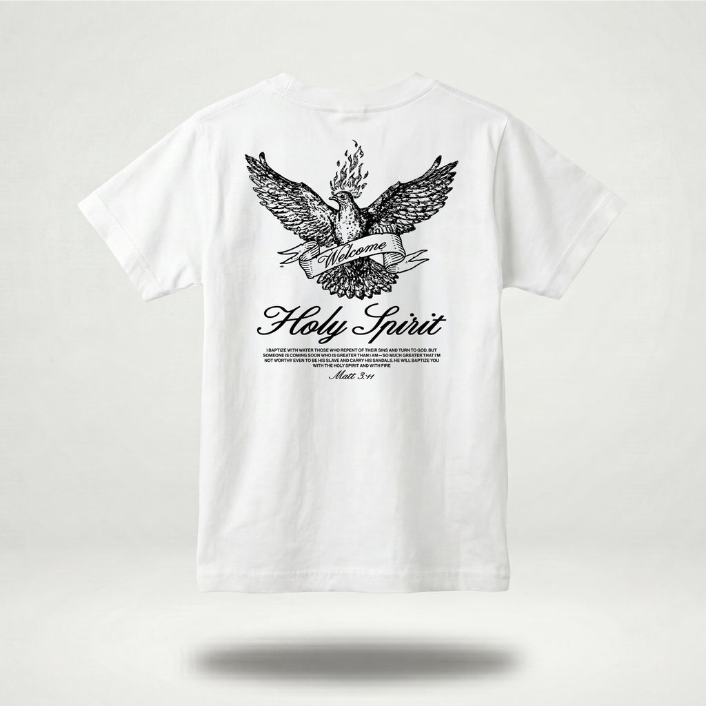 Welcome Holy Spirit Banner Tee - White