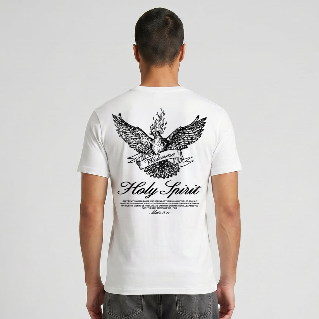 Welcome Holy Spirit Banner Tee - White