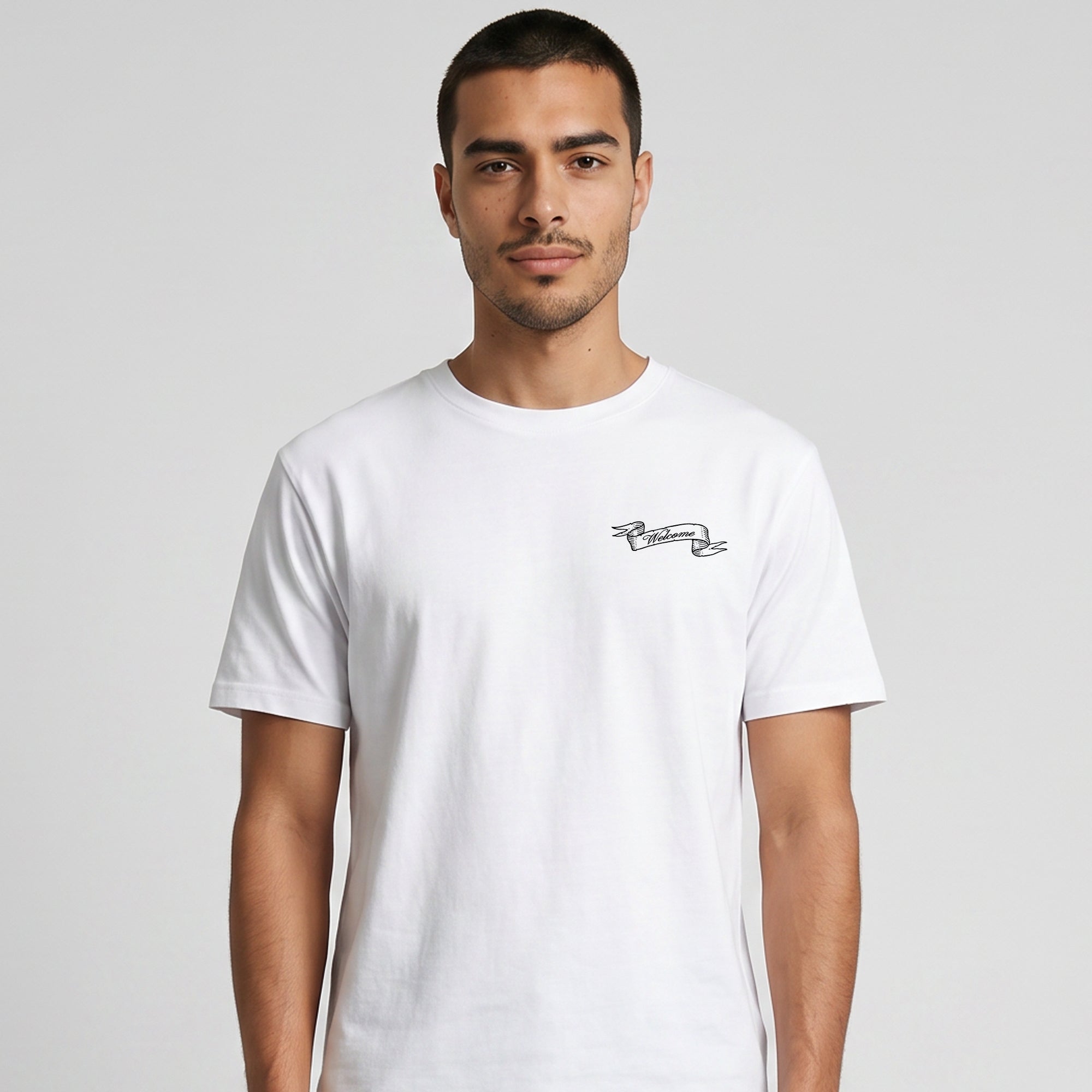 Welcome Holy Spirit Banner Tee - White
