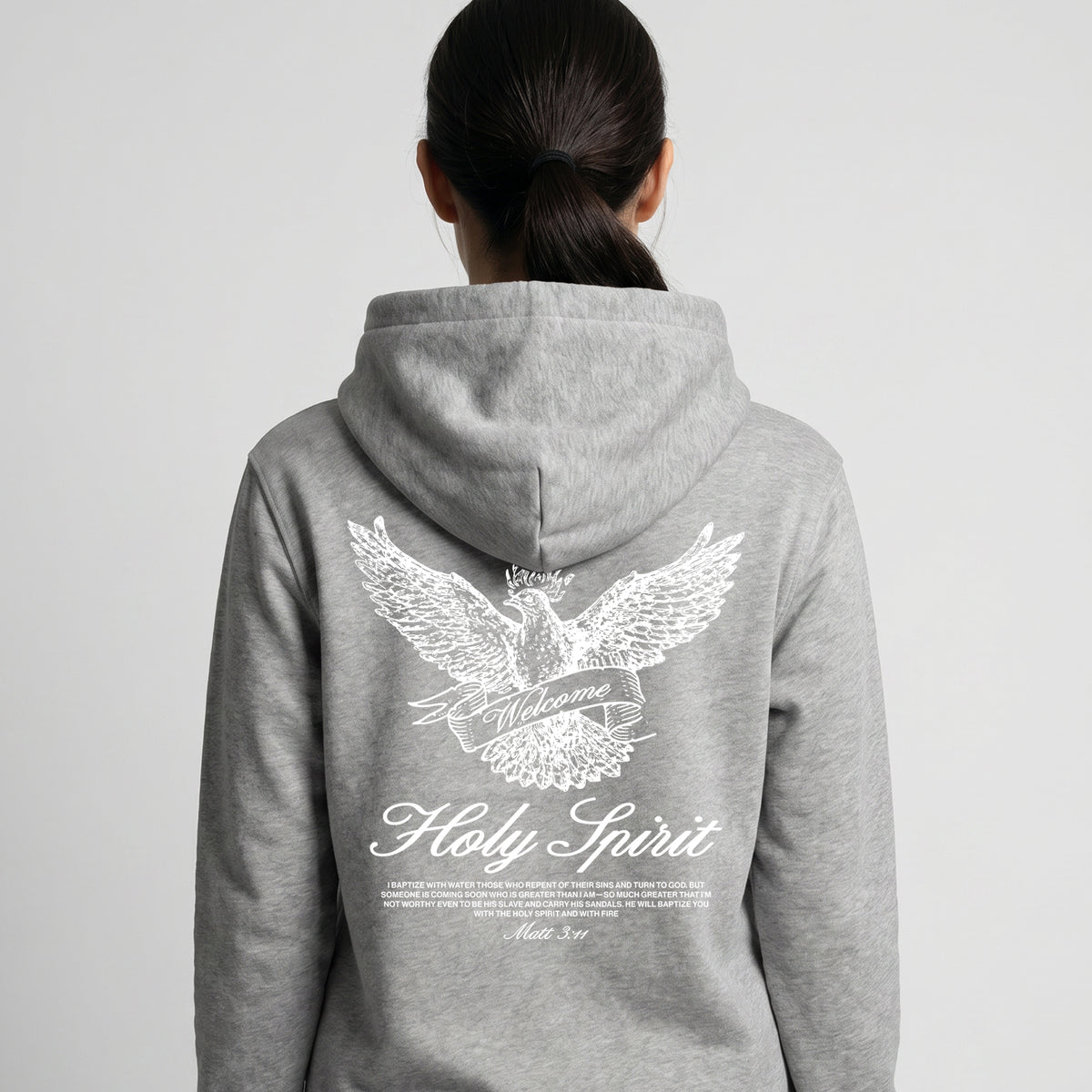 Welcome Holy Spirit Banner Hoodie - Heather Grey
